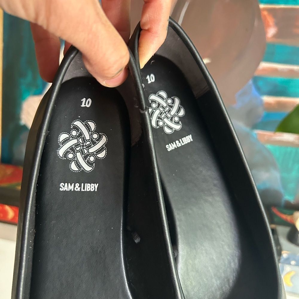 Sam & Libby Black Loafers with Silver Accent 10 - Picture 11 of 12